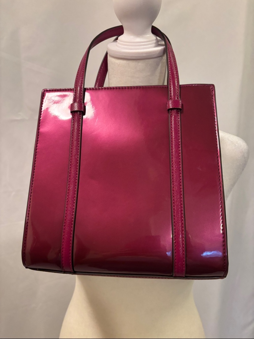 Kate Spade New York Kenzie Small Tote Dark Raspberry Patent Leather - Picture 4 of 16